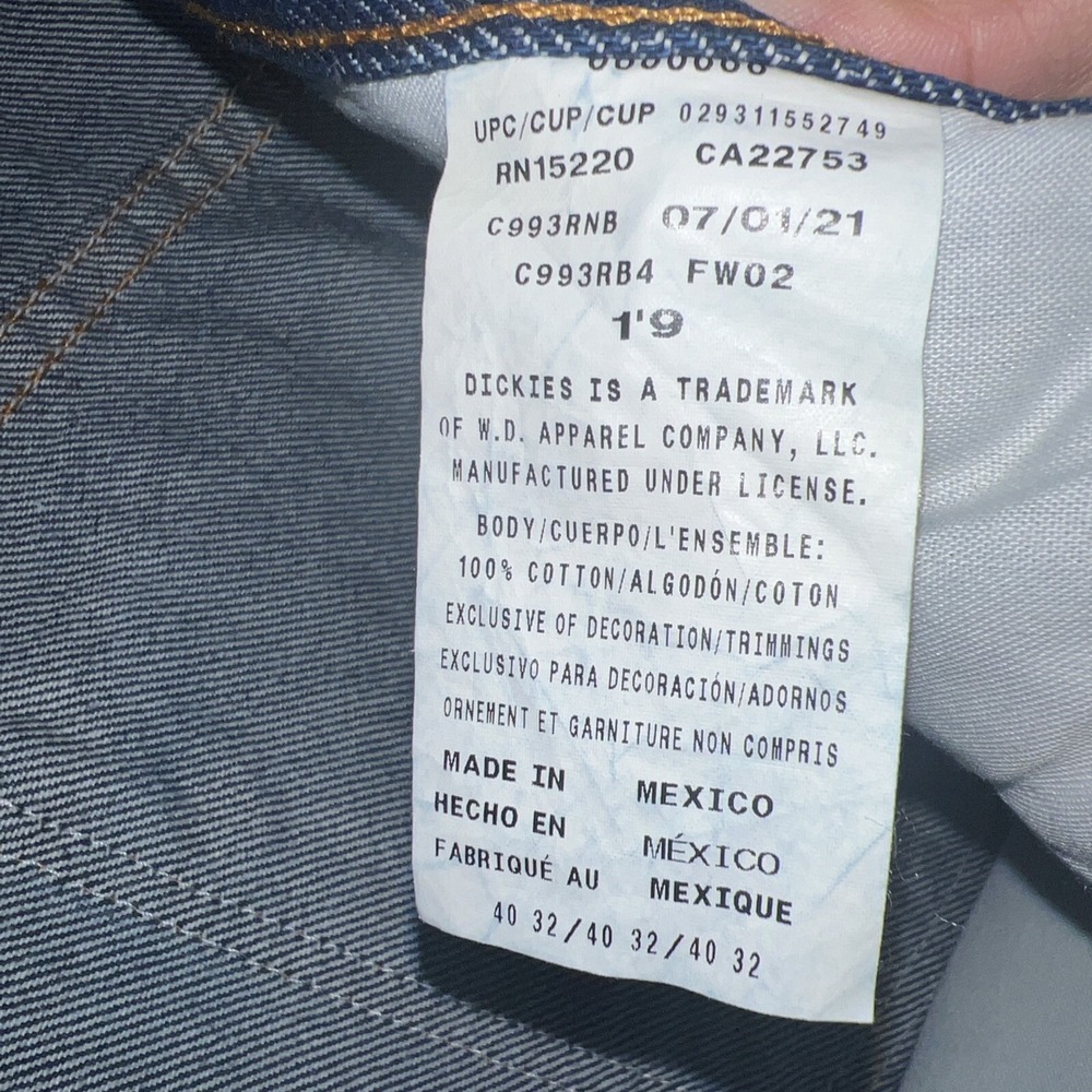 NWT Dickies Industrial Jeans Men's Size 40x32 Blue Denim Work Pants Occupational - Picture 5 of 9